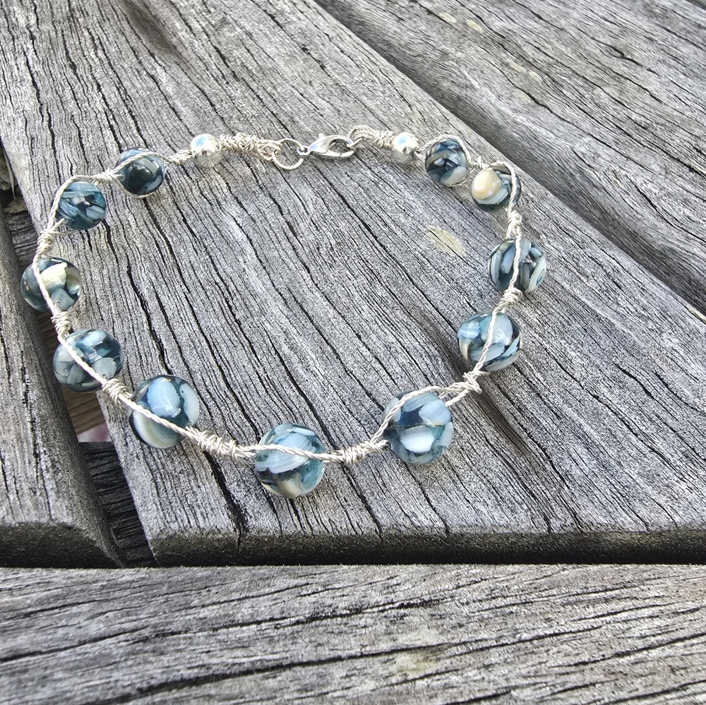 Abalone Shell Wire Wrapped Bracelet - Picture 2 of 3